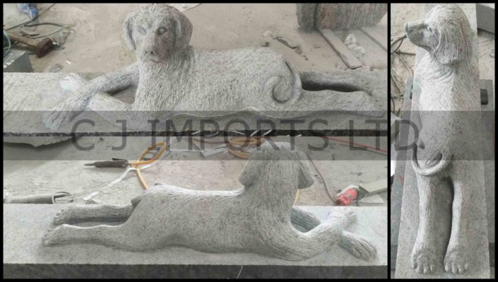 Dog Carved in Granite Memorial