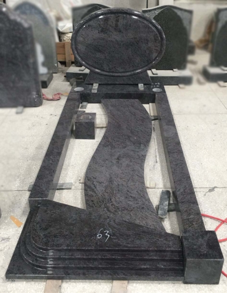 Bahama Blue Kerb Set Headstone